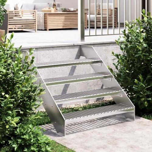 Zeehear Marche en caillebotis 90 x 24 x 7 cm, en acier galvanisé, marche d'escalier antidérapante pour l'extérieur, bords robustes antidérapants, qualité industrielle