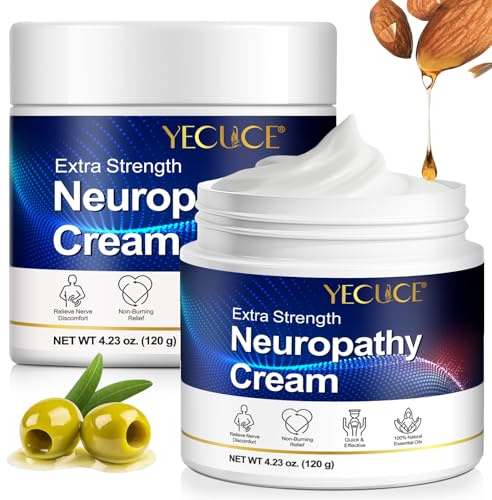 Neuropathy Nerve Relief Cream – Maximum Strength Topical Pain Reliever for Feet, Hands & Legs, Fast Absorbing Non-Greasy Formula for Tingling & Numbness