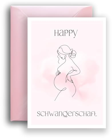 WBdesignz Schwangerschaftskarte mit rosa Umschlag - süße Glückwunschkarte zur Schwangerschaft für Freundin, Kollegin, Schwangere - für Baby-Ankündigung, Schwagerschaftsverkündung, Gratulation (DIN A6)