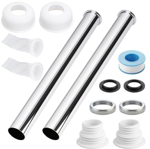 Sifón universal para tubo de inmersión de 30 cm, 1 1/4 pulgadas, tubo de desagüe de acero inoxidable con protección antiolores para fregadero de baño y cocina