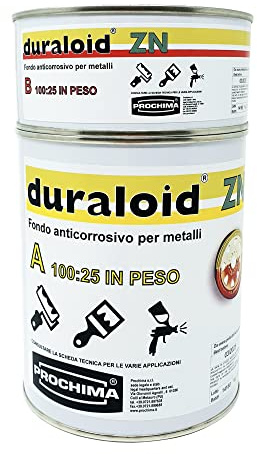 PROCHIMA, Duraloid ZN Verde, Fondo Epossidico Bicomponente a Solvente, Ideale come Strato di Fondo Antiossidante (antiruggine), Prodotto Efficace anche Come Protezione dell'Acciaio Sabbiato, 1kg