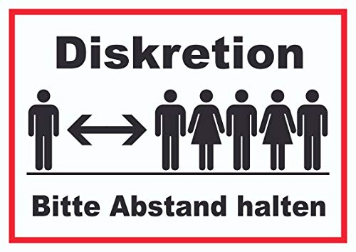 Diskretion Bitte Abstand halten Schild Rücksichtnahme A4 (210x297mm)