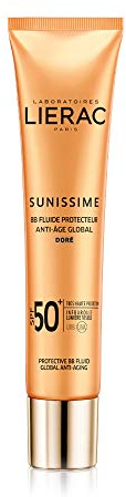 Lierac Crema facial BB Face SPF 50+, antienvejecimiento, UVB, UVA, protección infrarroja, para todo tipo de piel, formato de 40 ml, dorada (Dorè)