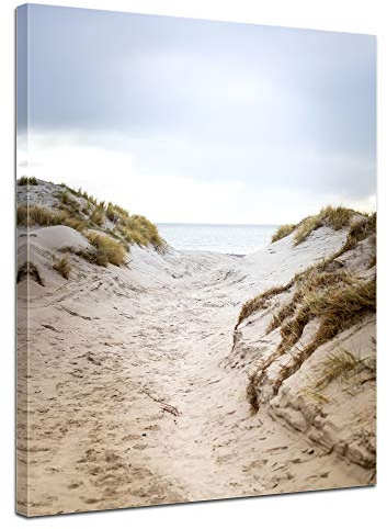 Bilderdepot24 Wandbild - Strandweg - Helgoland 40x50 cm einteilig Hochkant - Leinwandbild Bild auf Leinwand - Dünenlandschaft Natur