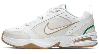 Nike Men's Air Monarch IV Training/Workout Shoes, White/Metallic Gold-Phantom-Lucky Green, 9