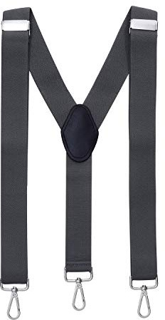 MASADA Bretelles pour hommes Mousqueton robustes 3,5 cm de large jusqu'à 195 cm de hauteur - Gris foncé