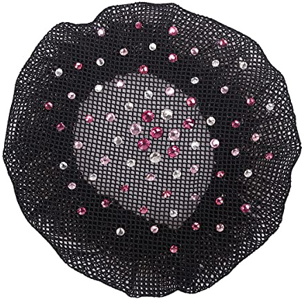 QHP Haarnetz Rhinestone schwarz rosa