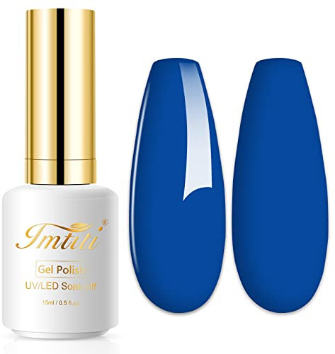 Imtiti Gel Nail Polish, 0.5 Fl Oz Royal Blue Color Soak Off LED UV Nail Polish for DIY Nail Art, Manicure Salon Kit for Women Girls