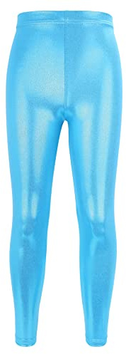 NewL Pantalones para niña para Danza Gimnasia, Pantalones de Gimnasia con Purpurina Brillante (Azul, 3-4 Years)