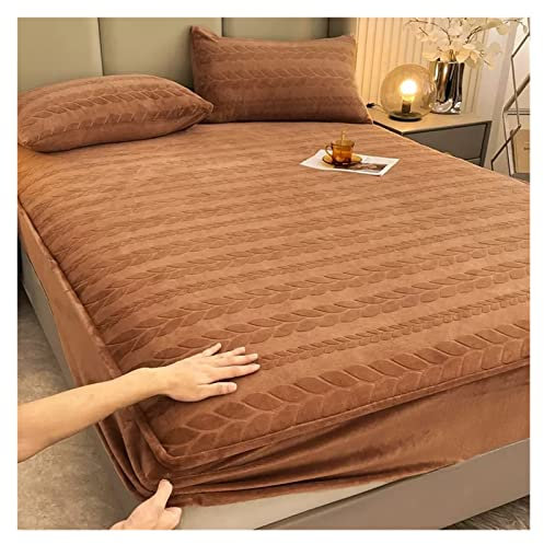 Bettlaken Winter Plüsch Spannbettlaken Warm Bettlaken Spannbetttuch Samt Frottee Flanell Spannbetttücher Für Boxspringbett Hohe Matrat Mit Tiefer Tasche (Color : F, Size : 180x200cm)