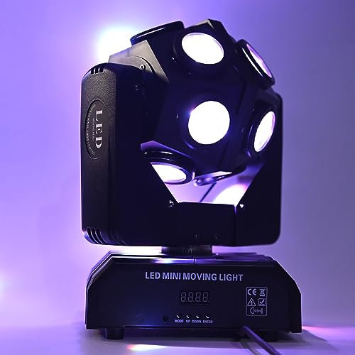 RGBW Party DJ Light, DMX 512 LED Lights Strobe Light with Sound Activated 360° Rotation Lighting Equipment for Events DJ KTV Disco Wedding Concert Festival