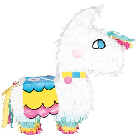 P'TIT CLOWN - 22910 - Pinata Lama - Einfaches Befüllen - Dekorationszubehör für Kindergeburtstage, Kirmes, Feiern - Karton, Papier - Weiß - 39 x 44 cm