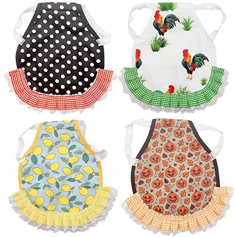 XINGSUI 4 Stück Henne Schürze,Chicken Schutz HüHner,Hen Chicken Saddle | Polyester-Baumwolle, 17 × 21 cm, wiederverwendbar, elastisches Design, atmungsaktiv, für Geflügel Rücken Und Flügel Schützen