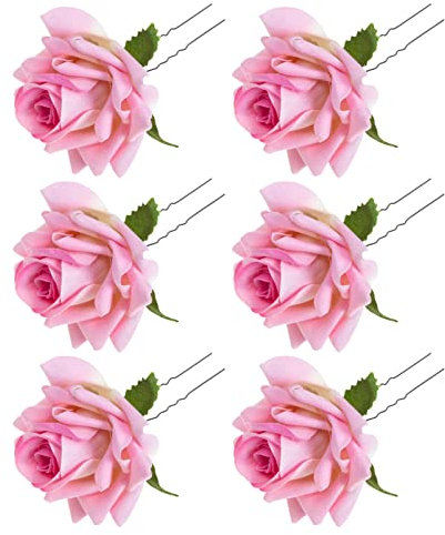 FRCOLOR 6pezzi Fermagli Per Decorativi Rosa Accessori Eleganti Per Matrimonio e Speciali Design Vintage e Resistente Per Sposi e Fidanzate