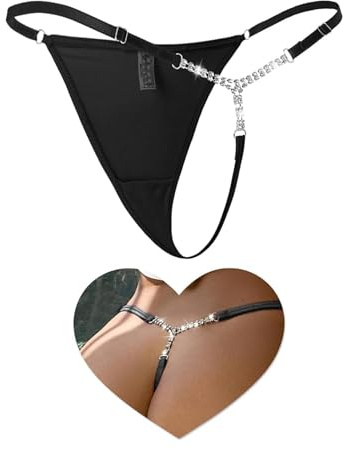 comeondear Mini String Tanga Sexy Dünn Dessous Damen Unterwäsche Erotisch Micro Bikini Große Größen Brazilian Slips für Mollige Frauen Curvy G-String Low Rise Thong Set T Back Pantys(Schwarz,XL-XXL)