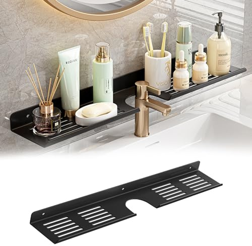 GDWD Spülbecken Organizer, Hängend Duschablage Ohne Bohren, Kohlenstoffstahl Wandmontage Duschregal, Duschkorb Organizer Badregal Abtropf Regal Spüle Wandregale für Badezimmer & Küche (Schwarz 70cm)