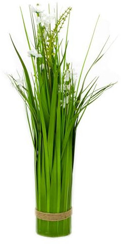 Carousel Home Freestanding Artificial White Flowers Bouquet | Indoor Floral Grasses Decorative Artificial Flora | Ornamental Faux Floral Grass Spray - 60cm