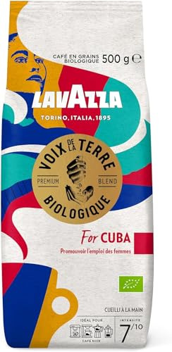 Lavazza, Voix de la Terre for Cuba, Café en Grains Naturel, 500 g | Notes de Chocolat et Fruits Secs, Arabica et Robusta, Intensité 7/10, Torréfaction Moyenne, pour les Machines à Café