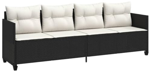 vidaXL Sonnenliege mit Kissen Schwarz Poly Rattan