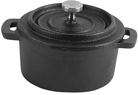 Kuuleyn Horno Holandés de Hierro Fundido Esmaltado Cacerola Doble Pesada de Estilo Tradicional Mango Ergonómico Espesado Aislamiento Olla de Hierro Fundido con Tapa (Diameter 10CM)