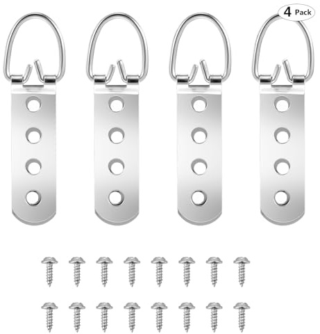 Giantree D-Ring-Bildaufhänger, 4 Stück D-Ring Bilderrahmen Aufhängehaken, Bildaufhänger mit 16pcs Schrauben für Schwere Bilder D-Ring-Bildaufhänger zum Aufhängen von Uhren Gemälden Kunstwerken Bildern