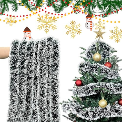 YongSral Couronne de Noël pour Porte, 10M Guirlande Sapin Artificiel, Décoration pour Escaliers, Mur ou Fenêtre
