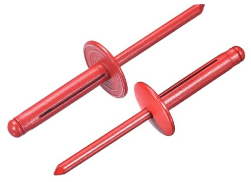 sourcing map Tri-Grip-Nieten aus Aluminium, großer Kopf, 3/16 x 2,5 cm, großer Flansch, Tri-Grip-Nieten für Heimwerker, Blech, Autoreparaturen, Möbel, Boote, Rot, 60 Stück