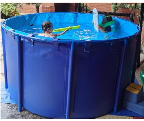 Zfmnoyev PVC Canvas Pool Above Ground, Circular Thickening Pool, Large Collapsible Frame Pool, Aquarium Pool Pond, for Culture Agricultural Irrigation Water Storage Tank, Easy to Install(1x0.6m-470L)