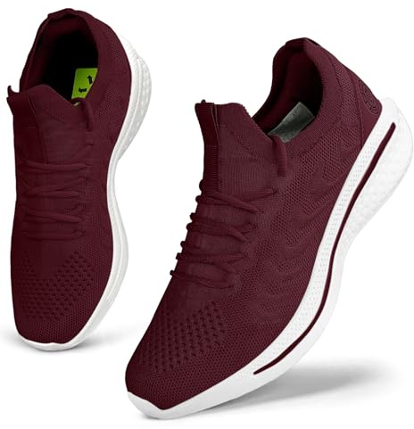 Giniros Womens Trainers Running Shoes Gym Trainers for Women Walking Sneakers Athletic Lightweight Tennis Sports Shoes Soft Ladies Trainers Burgundy