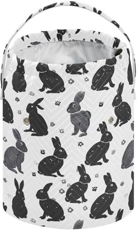 Schwarze Hasen-Silhouette, Osterkörbe, Häkelgarn, Tasche, Stricktasche, Basteltasche, Häkeltasche, Garnaufbewahrungsbehälter für Häkelzubehör, Stricknadeln, Häkelnadeln