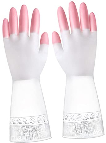 WOFASHPURET 3pairs Slip Gloves Kitchen Toilet Cleaning Gloves Blue Nitrile for Home Housework