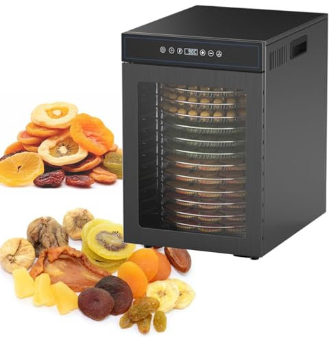 XRSMOU 1000W Electric Food Dehydrator Machine,12 Shelf,Food Rotation Dryer,24 Hour Timer,Digital Display,for Fruit Meat (Black)