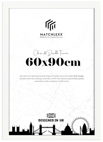 MatchLexx Modern Sturdy & Durable Large White 60x90 cm Picture Poster Frames | Wooden Frames with HD Perspex Front picture Gallery Jigsaw Puzzle | Perfect for Home & office Decor