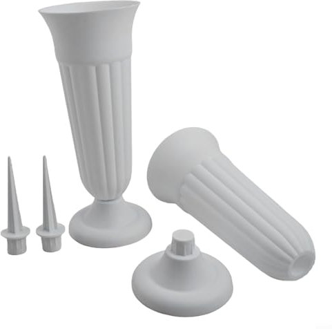 zeroupshop Vaso da fiori in resina per funerali, elemento essenziale per la decorazione di tombe (bianco)
