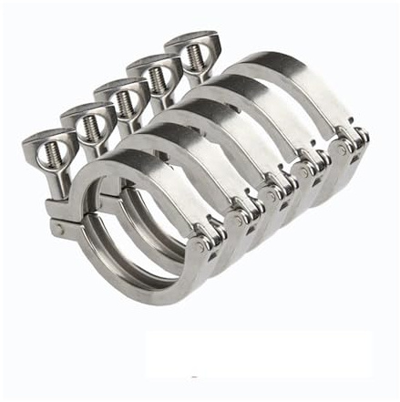 DUOCAI Tri Clamp Stainless Steel Sanitary 0.5 0.75 1 1.5 2 2.5 3 4 5 Tri Clamp SUS 304 Stainless Steel Sanitary Pipe Fitting(5pc,Clamp 50.5mm)