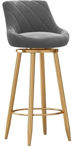 Drehbare Barhocker aus Samt, 1er-Set, Moderne Barstühle, Pub-Café-Barhocker mit Rückenlehne, Stuhl in Thekenhöhe mit goldenen Metallbeinen, gepolsterter Stuhl, Inselstühle mit Rückenlehne, g