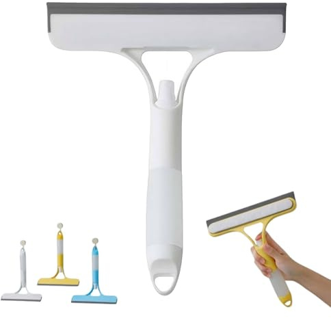 3 in 1 Window Cleaning Scraper - 2025 New Recyclable Silicone Squeegee Kit with Spray, Squeegee & Scrubber for Car Home Kitchen Window (White 1 Pcs)