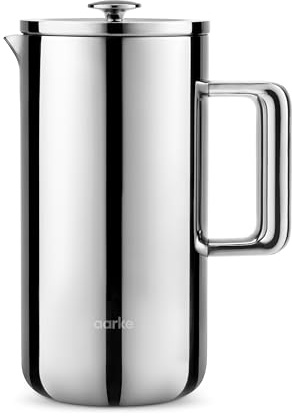 aarke Coffee Press – Premium Kaffeepresse aus Edelstahl im schwedischen Design, Doppelwand-Vakuumisolierung & Auslaufsicherer Ausguss, 8 Tassen | 100 % Edelstahl, Cool-Touch-Außenseite, Präzisions-Netzfilter, Vakuumkörper
