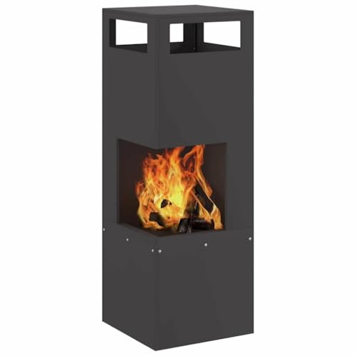 Kamin Feuerstelle Feuertopf Brennkessel,Feuerstelle Schwarz 35 x 35 x 100 cm Stahl,Für Lagerfeuer Im Garten Oder Auf Der Terrasse,Vielseitig Einsetzbar
