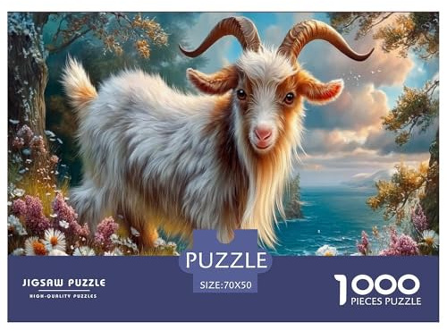 Capra Puzzle Impossibili 1000 Pezzi Prato di fiori costieri Decorazione Per La Casa. Giochi Rilassamento E Intelligence Per Adulti E Ragazzi Da 14 Anni 70x50cm/1000pcs