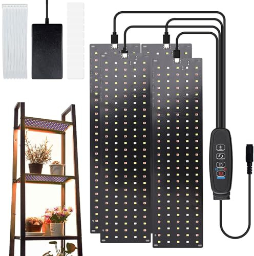 DAZZTIME Lámpara de Planta,4 Piezas Lámpara de Cultivo,Lámpara de Planta de Espectro Completo,Lamparas de Crecimiento para Plantas,con 540 Leds,Grow Light para Plantas de Interior,Verduras,Flores