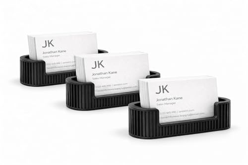 CABU Visitenkartenhalter aus Bio-PLA – Moderner Kartenständer für Schreibtisch & Empfang – Minimalistisches Design, Nachhaltig & Stabil – Business Card Holder Schwarz (3)