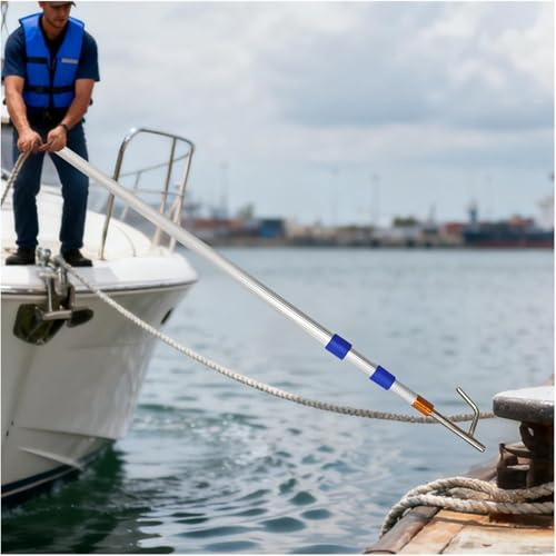 Bootshaken Tragbarer Verlängerungshaken Zum Anlegen Von Bootsanlegestangen Teleskop-Anlegestange (26, 23, 16, 12, 10, 6 Fuß) Zum Festmachen(3 Pack,200CM(6.5ft))
