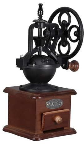 Alipis Molinillo de Café Manual de Madera Manivela para Viaje y Oficina, Molienda Ultra Fina y Base de Madera Cajón para Almacenamiento