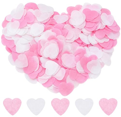 Premium Biodegradable Wedding Confetti - 10000 Pieces Heart Shaped Paper Confetti in Pink and White, Eco-Friendly Table Decorations for Anniversaries, Birthdays and Celebrations