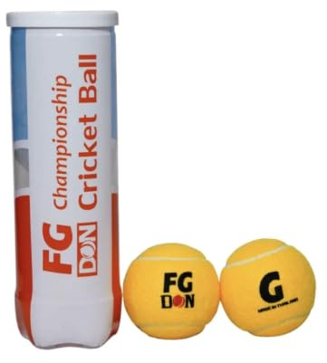 FG Don Championship Cricket Ball, Yellow, Tube of 3, for Tape Ball and Recreational Cricket