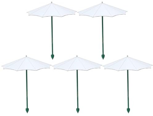5 ensembles de parapluies pour plantes – Protection contre le soleil et la pluie avec piquet stable en fibre de verre pour l'extérieur pour plantes en pot, blanc, 44, 3 cm hauteur, parapluies