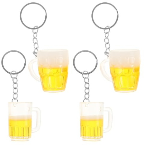 OSOLADY 4 Pièces Porte-clés Fête Bière en Plastique, Pendentif Clé de Verre à Bière Réaliste, Accessoire Décoratif et Facile à Utiliser pour Paquet à Dos