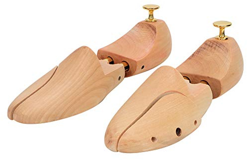 Haofy Träskoträd 2 St Cedar Shoe Shaper för Män Kvinnor Klänning Skor Sneakers Stövlar Förvaring Anti Skrynkstöd Förhindrar Skrynklighet Efter Slitage Justerbar Fjäderpassform Erbjuder 0,5 Cm