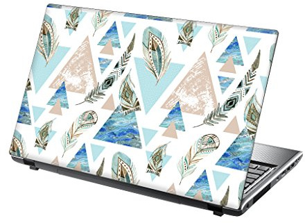 TaylorHe Folie Sticker Skin Vinyl Aufkleber mit bunten Mustern für 15 Zoll 15,6 Zoll (38cm x 25,5cm) Laptop Skin Feder, Blumen